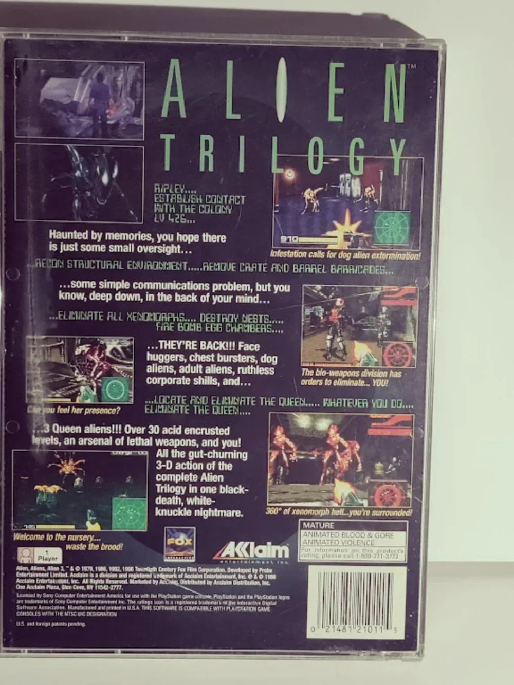Alien Trilogy PS1 PlayStation 1 Complete CIB Black Label Acclaim